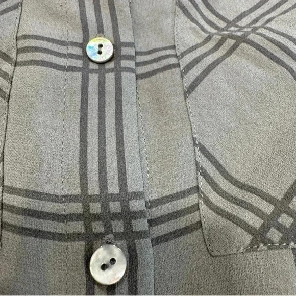 Eileen Fisher silk gray plaid button up short dress size XXS perfect condition - Picture 8 of 9